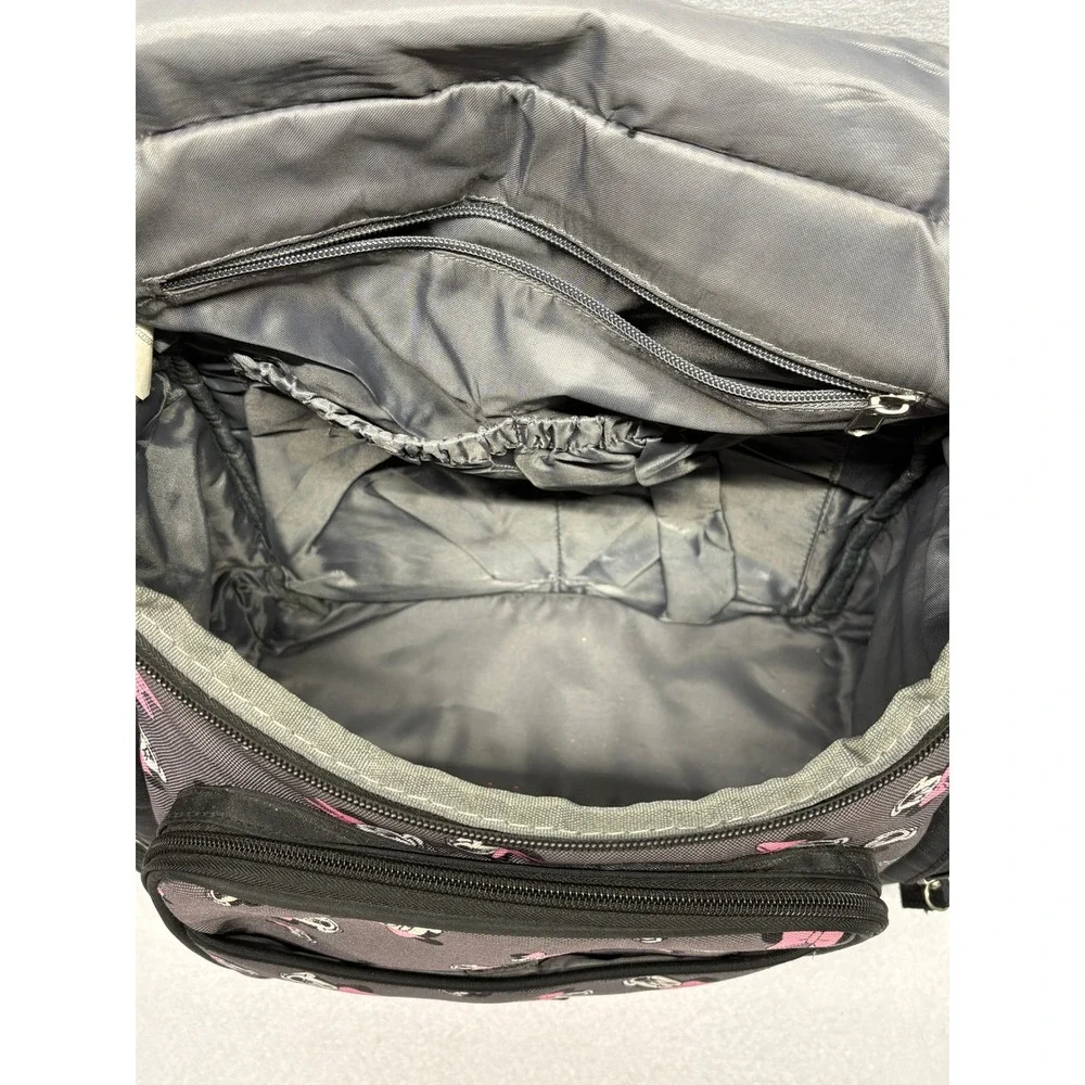 Disney Minnie Mouse Diaper Bag Backpack Gray Pink Bow Insulated Pocket Padded